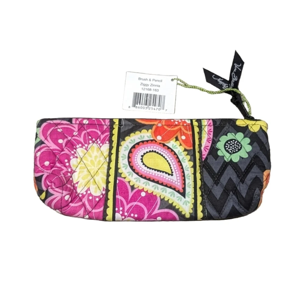 NWT New Vera Bradley Brush & Pencil Case Pouch Zipper bag Ziggy Zania